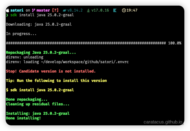 SDKMAN + direnv 自动切换 JDK 成功