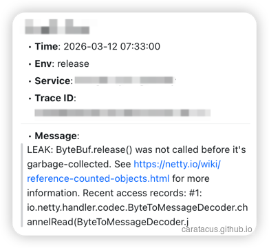 告警再次触发，显示内存泄漏问题复现